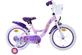Disney Wish Kinderfiets 16 Inch voor meisjes met paars ontwerp, mandje, verstelbaar stuur en zadel, handrem, terugtraprem, en reflectoren